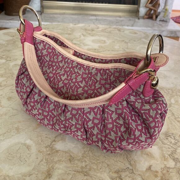 Donna Karan Vintage Monogram& Leather Small Hobo Bag - Picture 2 of 12